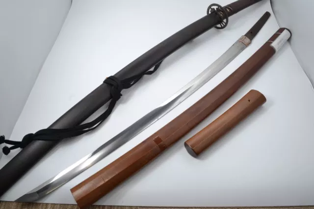 Katana Japanese sword 68.5cm blade by Nagamitsu Showa era Koshirae Shirasaya