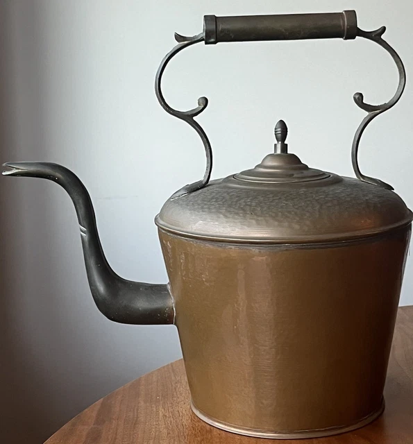 NICE 19th Century Antique English Copper Kettle Tea Pot Hand Ca. 1840 Farmhouse