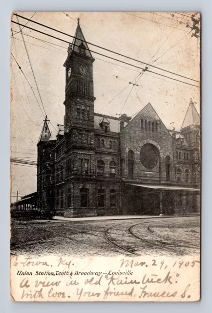 Louisville KY-Kentucky, Union Station, Antique, Vintage c1905 Souvenir Postcard
