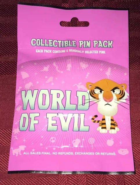 Disney Parks World of Evil Mystery Collection Bag Pack 5 Random Pins NEW