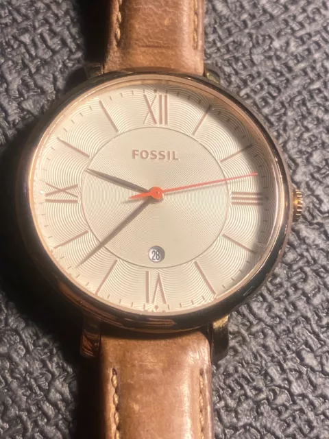 Montre pour femme Fossil ES-3487 cadran crème bracelet cuir quartz - batterie neuve 3