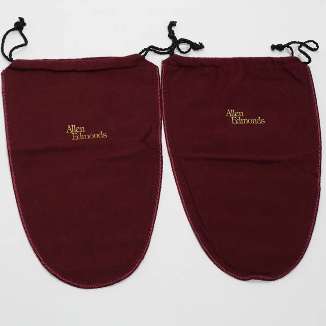Allen Edmonds Shoe Dust Covers Bags Burgundy Maroon Drawstring 14"x8.5" Vintage