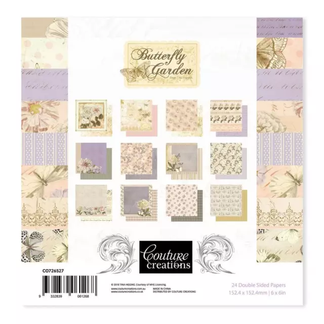 Couture Creations Papierblock 15,2 x 15,2cm (24 Blatt) - Butterfly Garden