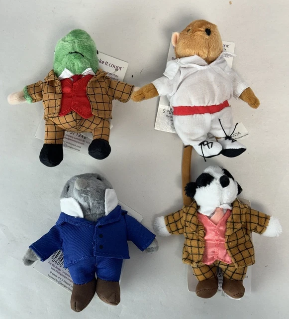 SET OF 4 WRVS The Wind In The Willows Mini Plush Toys, Mr. Toad, Badger ...