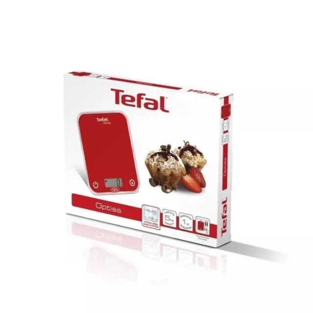 TEFAL BC5003V1 Balance de Cuisine Optiss Framboise 5kg / 1g -