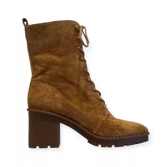 CHANEL WOMENS SUEDE Lace Up Stitched Logo Ankle Boots Brown Size 38.5 8.5  $423.01 - PicClick