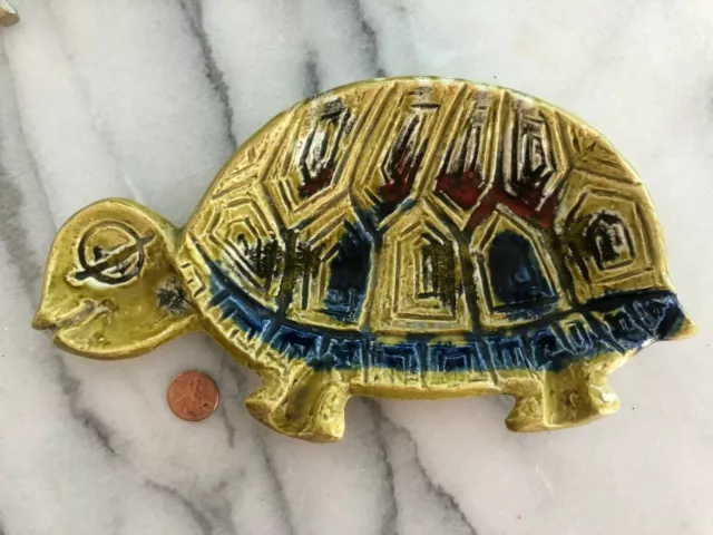 Vintage Ceramic Ashtray Retro MOD Turtle Tortoise Mid Century Pottery Style USA