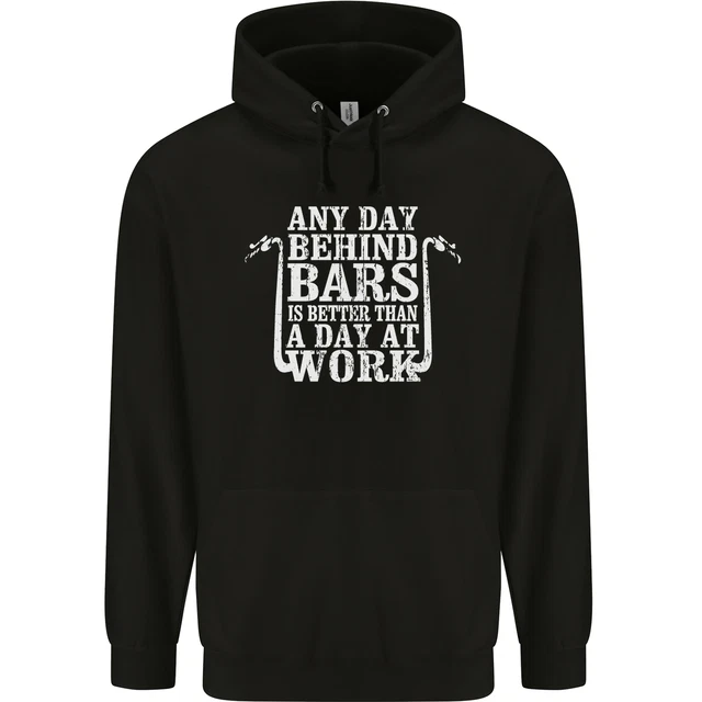 Behind Bars Motorcycle Motorbike Biker Mens 80% Cotton Hoodie