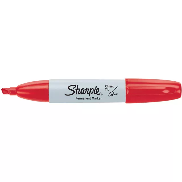 Sharpie Rotulador Permanente, 5.3mm, Punta Plana, Rojo, 1-Count, 3 Paquete