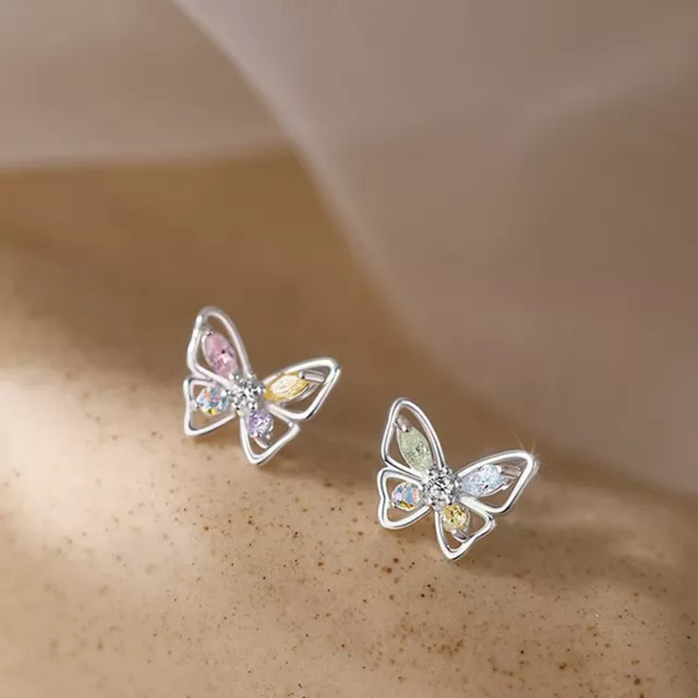 Cutout Zircon Crystal Butterfly Earrings For Women Girls Wedding Party New Fine 3