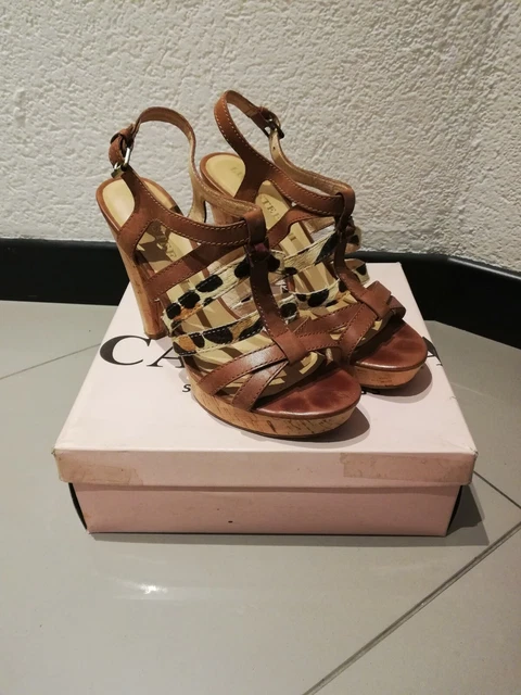 SANDALI LUCA Stefani Tg 39 Maculati Tacco Sughero. EUR 40 00