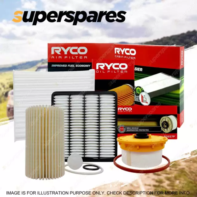 Ryco 4WD Air Oil Fuel Cabin Filter Service Kit for Toyota Landcruiser VDJ200 2