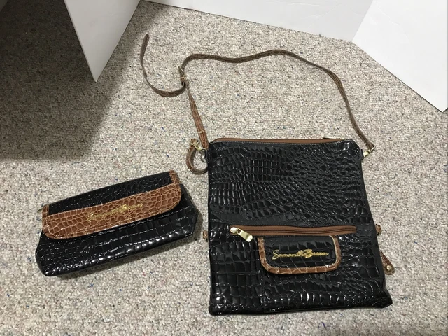 Samantha Brown Luggage 5 Pieces Set Croc Black & Brown Camel Carry On Travel 2
