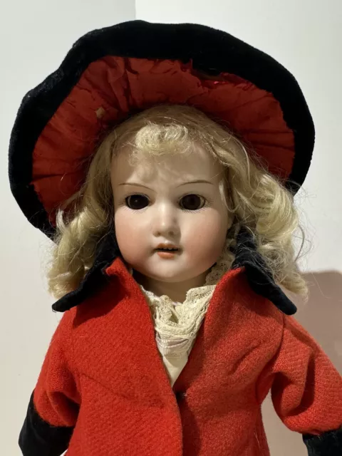 Antique German A & M Floradora Bisque Head Doll 17" with Bear