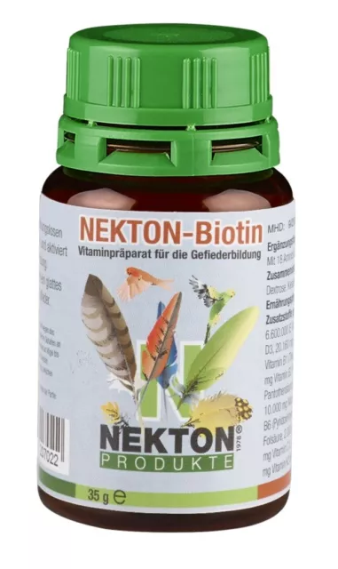 NEKTON Bio - Biotin Vitaminpräparat zur Gefiederbildung für alle Vögel - 35g