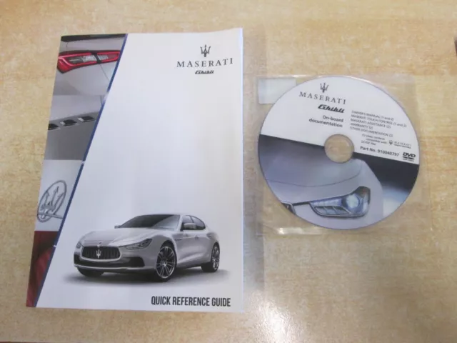Maserati Ghibli  Owners Handbook / Manual Quick Reference Guide Book 2016Print