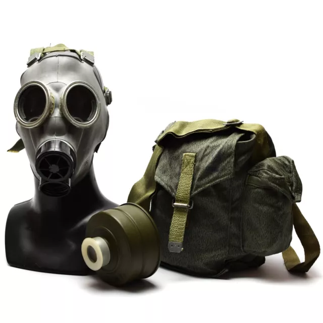 Cold war era Polish Gas Mask MC-1 Genuine respiratory MS-3 filter Olive OD NEW