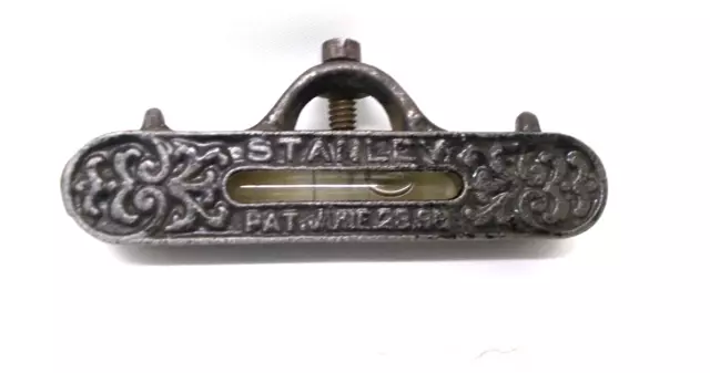 Antique Stanley String Pocket Level Pat. June 23, 1896 Ornate Cast Iron Tool