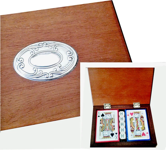 Coffret Poker En Bois - Avec Jetons, Cartes Et Dés, Made In Italy