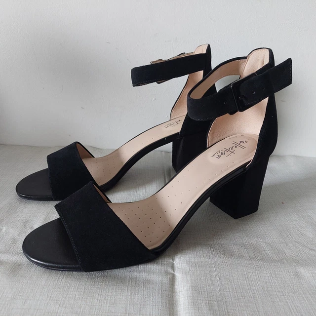 Clarks black suede sandals sale