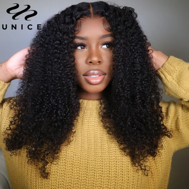 UNice Peruvian Afro Kinky Curly U Part Human Hair Wigs for Black Women Glueless