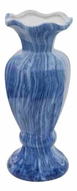 40cm Hoch Keramik Blau und Weiß Marmor Design Dekorativ Blumenvase Breit Mund