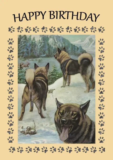 Elkhound Dog Birthday Greetings Note Card