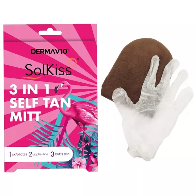 3 in 1 Self Tanning Applicator Mitt Fake Tan Glove Easy Streak Free Buff