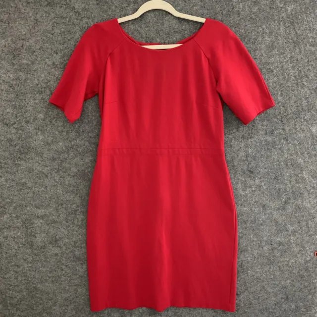 Talbots Dress Women's 2 Red Ponte Knit Stretch Sheath Half Sleeve Office Career