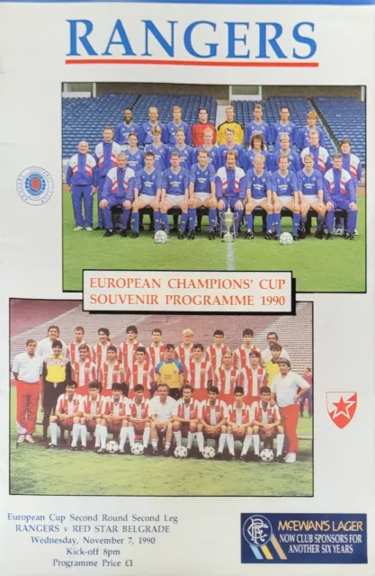 Rangers v Red Star Belgrade,  European Cup Second Round Second Leg 1990