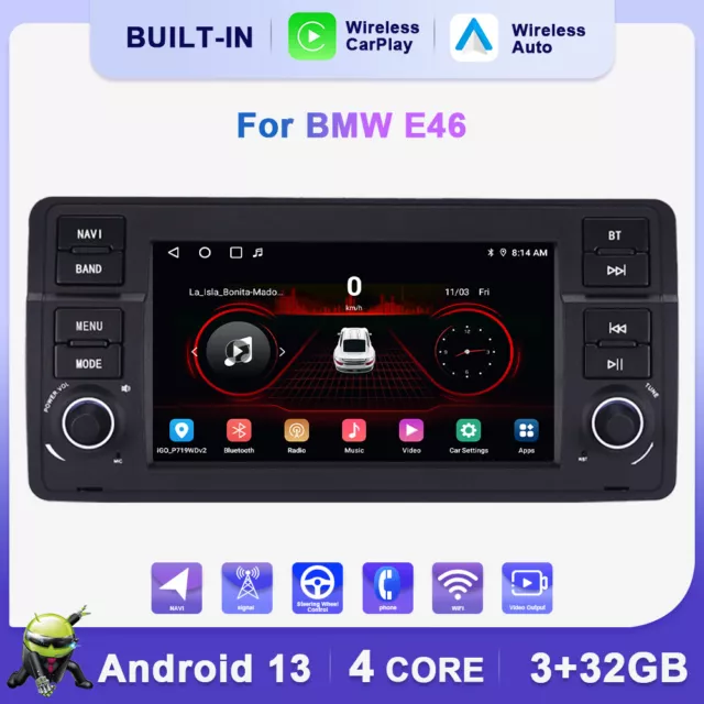 Für BMW E46 3er 318 320 325 M3 CarPlay Android 13 3+32GB Autoradio GPS Navi WIFI