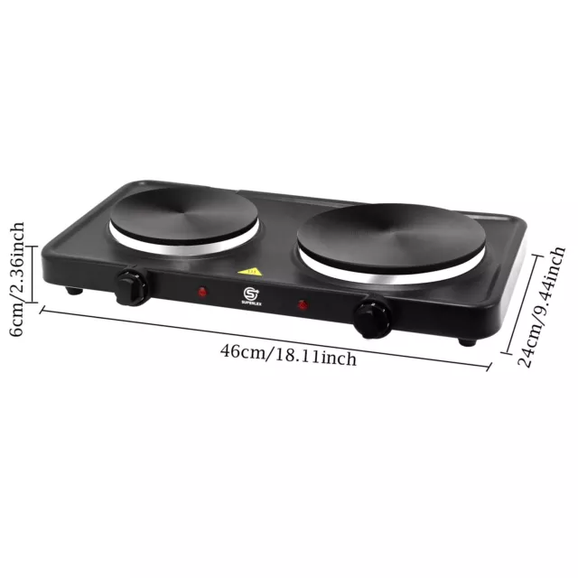 2.5KW Double Twin Dual Hot Plate Electric Multi-function Table Top Cooker Heat 2