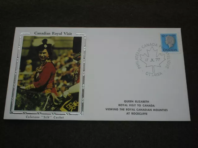 1977 Canada Queen Elizabeth Ii Royal Visit Cover Viewing The Rcmp At Rockcliffe