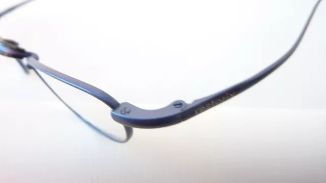 Blaue Brille Lesebrille ohne Gläser Halbbrillen Gestell Metall schmal Gr. S 3
