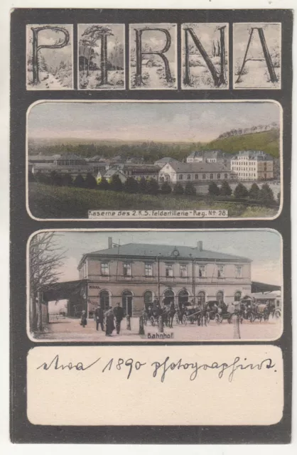 Kolo. Litho Ak Pirna Kaserne Des 2 K. S. Field Artillery Regiment No. 28 Station