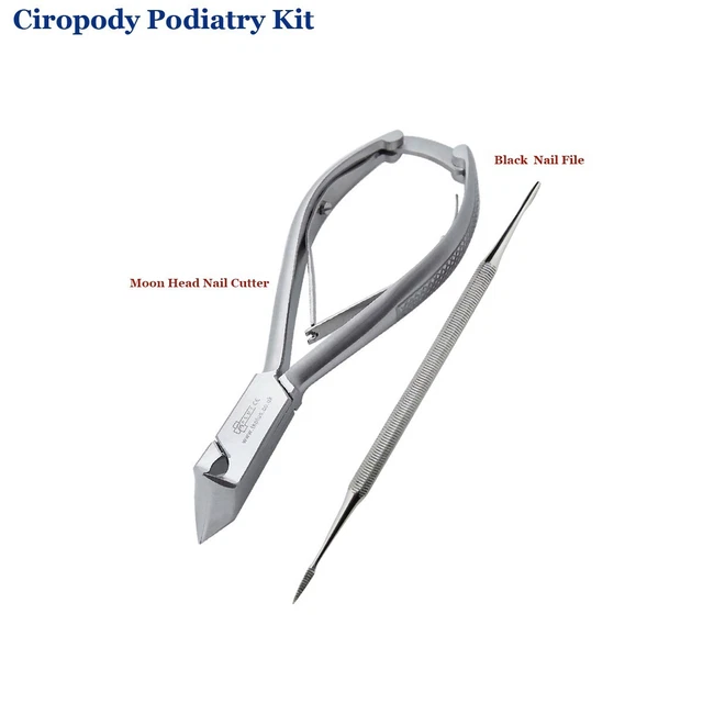 Chiropody Podiatry Instruments Kit Moon Head Nail Nipper Clippers Nail File