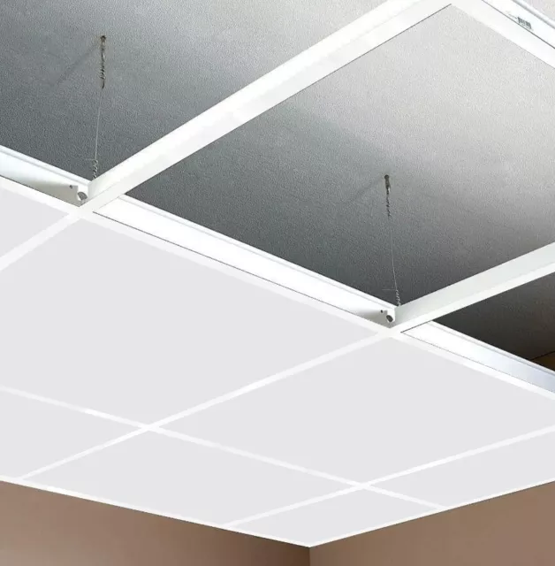 Hängedeckengittersystem für 10m2 Fläche weißer Rahmen & weiße Fliesen komplett