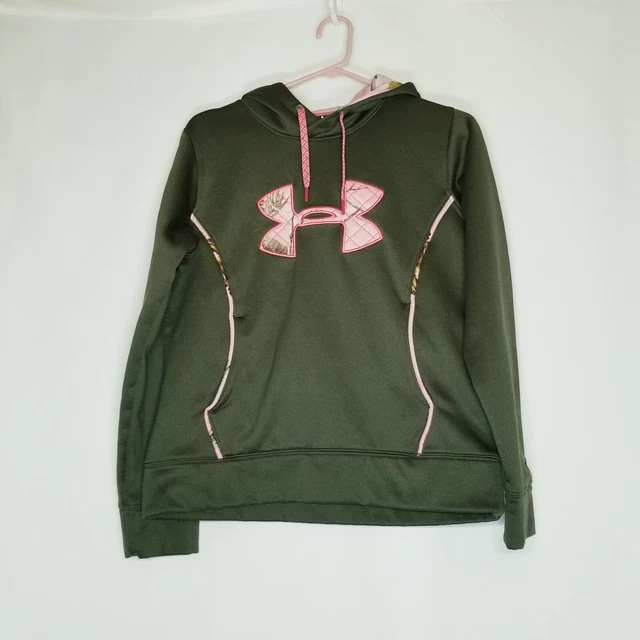 Under Armour Storm Realtree Womens Camo Fleece Hoodie size Medium M Green Pink