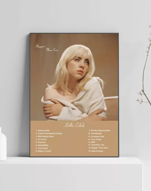 Billie Eilish Happier Than Ever Album Premium Music Poster | Artwork Tracklist