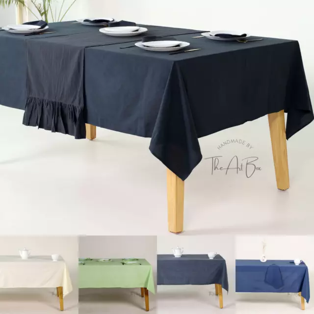 Solid Tablecloth Cotton Rectangular Table Cover Home Wedding Dining Table Cloth