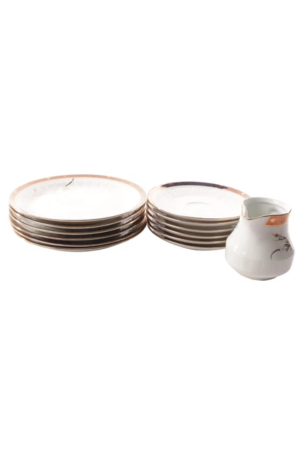 Kuchenteller weiß Ø 19 cm Porzellan Goldrand