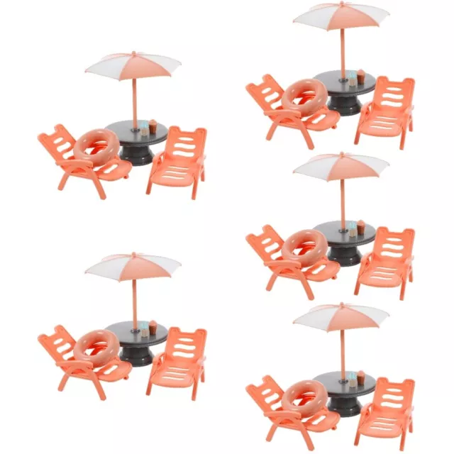 5pcs Mini Beach Chair Playing House Adornment Miniature Beach Plaything Doll