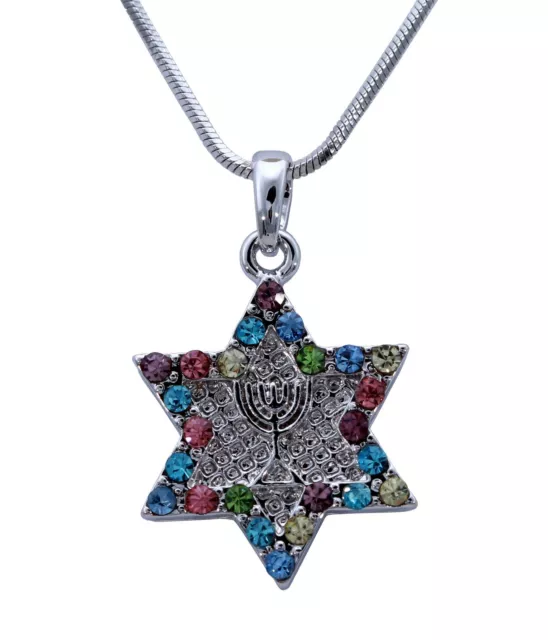 Soul Lamp Menorah Pendant Holy Gift Star of David Magen Necklace LUCKY Judaica