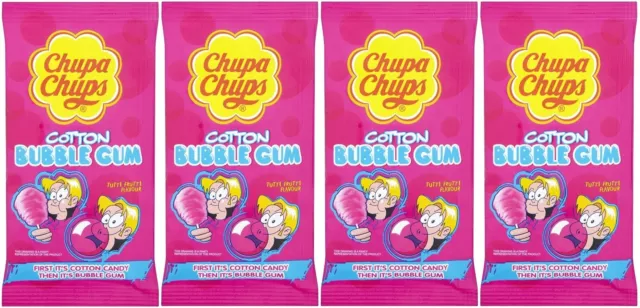 4x Chupa Chups Cotton Candy Bubble Gum Tutti Frutti Flavor 11g