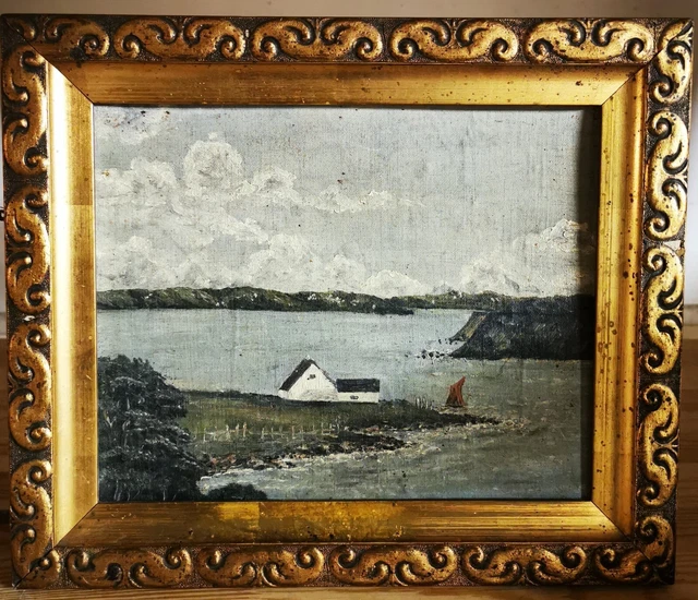 Older art nouveau wooden frame for painting with gold on the front
