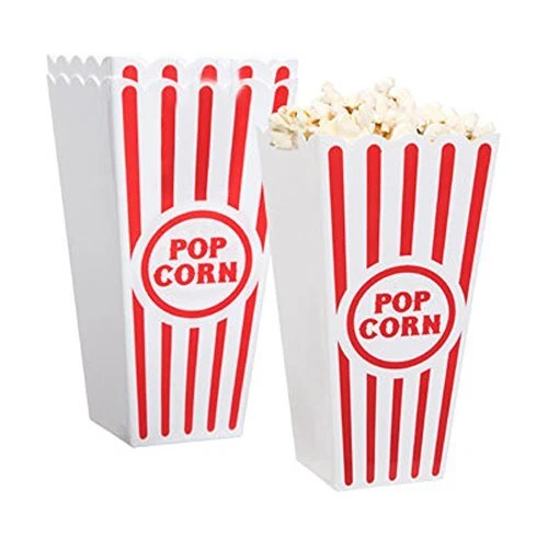 Plastic Red White Striped Classic Popcorn Containers for Movie ...