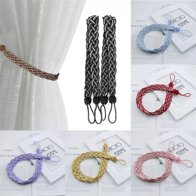 Plain Tiebacks Curtain Braided Backs Modern Holdbacks Thick Satin Tie Rope 2Pcs