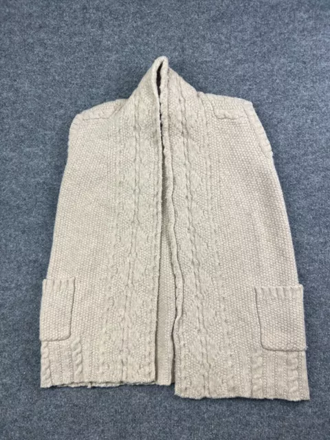 Eddie Bauer Wool Blend Cardigan Women's Small Tan Chunky Knit Open Front Pockets