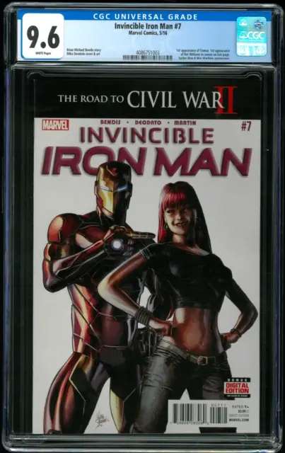 Invincible Iron Man  7 - CGC 9.6 NM+ (1ST CAMEO APPEARANCE RIRI WILLIAMS)