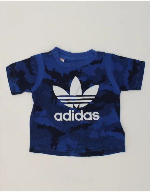 ADIDAS Baby Boys Graphic T-Shirt Top 9-12 Months Blue Camouflage Cotton AN34